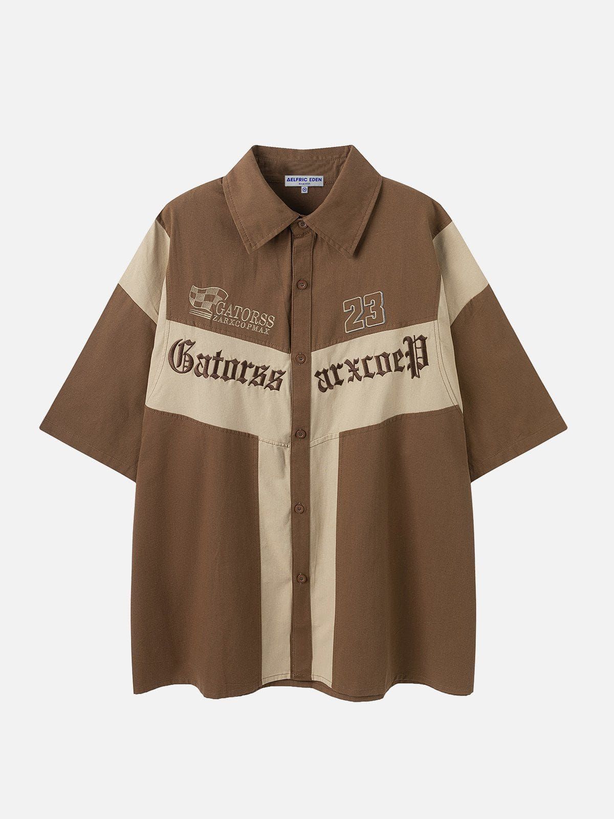 Aelfric Eden Letter Embroidery Contrast Speedway Short Sleeve Shirts sold by Aelfric Eden product image thumbnail 2