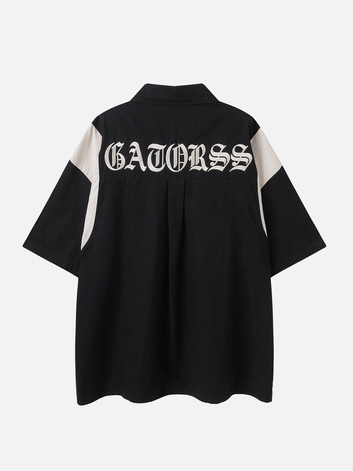 Aelfric Eden Letter Embroidery Contrast Speedway Short Sleeve Shirts sold by Aelfric Eden product image thumbnail 4