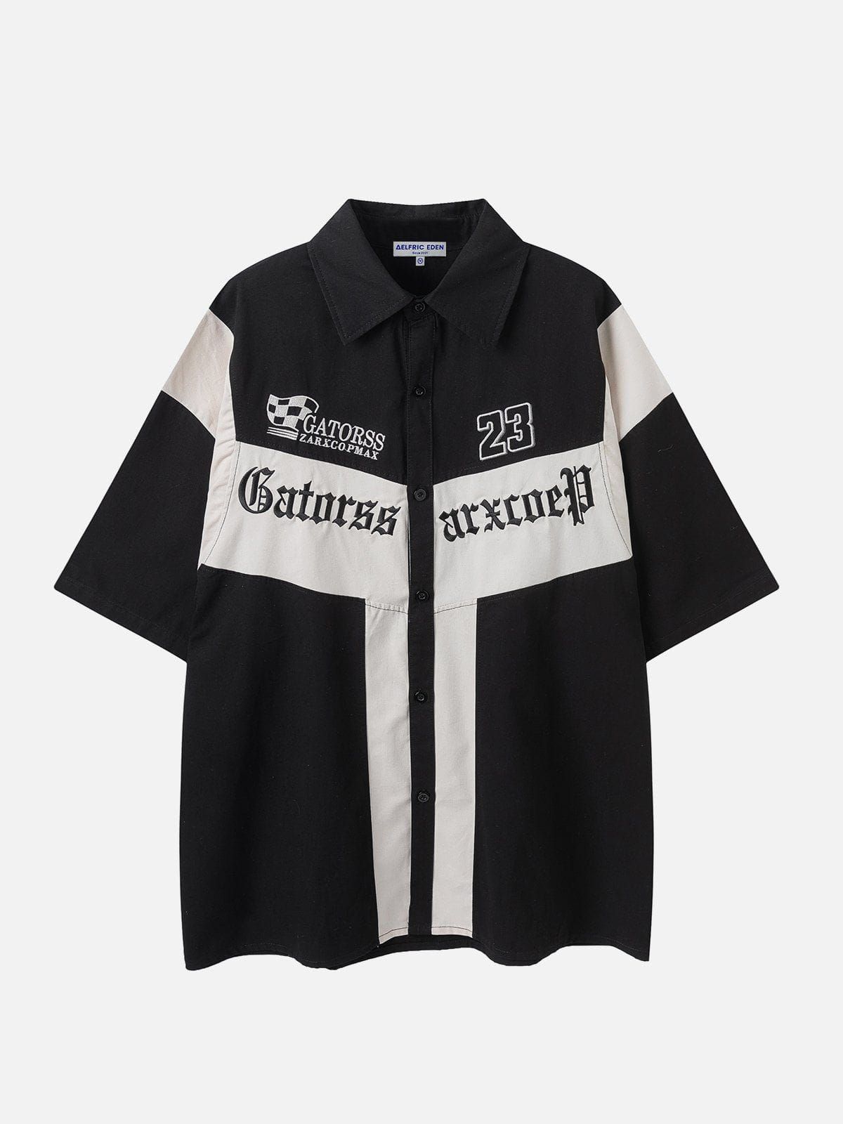 Aelfric Eden Letter Embroidery Contrast Speedway Short Sleeve Shirts sold by Aelfric Eden product image thumbnail 3
