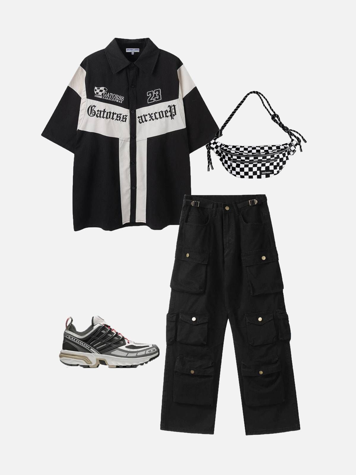 Aelfric Eden Letter Embroidery Contrast Speedway Short Sleeve Shirts sold by Aelfric Eden product image thumbnail 5