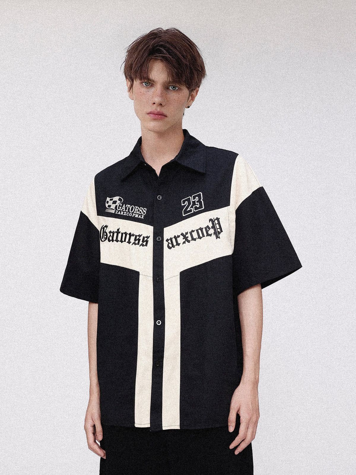 Aelfric Eden Letter Embroidery Contrast Speedway Short Sleeve Shirts sold by Aelfric Eden