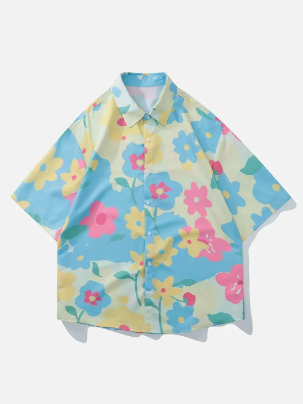 Aelfric Eden "Bloom Blast" Flowers Print  Short Sleeve Shirts sold by Aelfric Eden