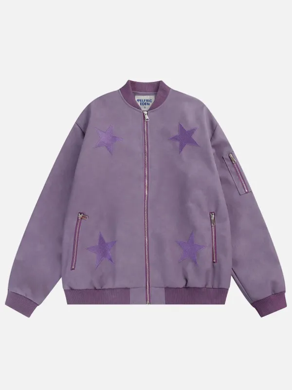 Aelfric Eden Embroidery Star Leather Jacket sold by Aelfric Eden