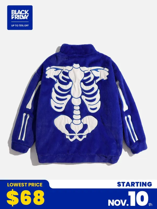 City Of Love Skull Pattern Sherpa Coat sold by Aelfric Eden