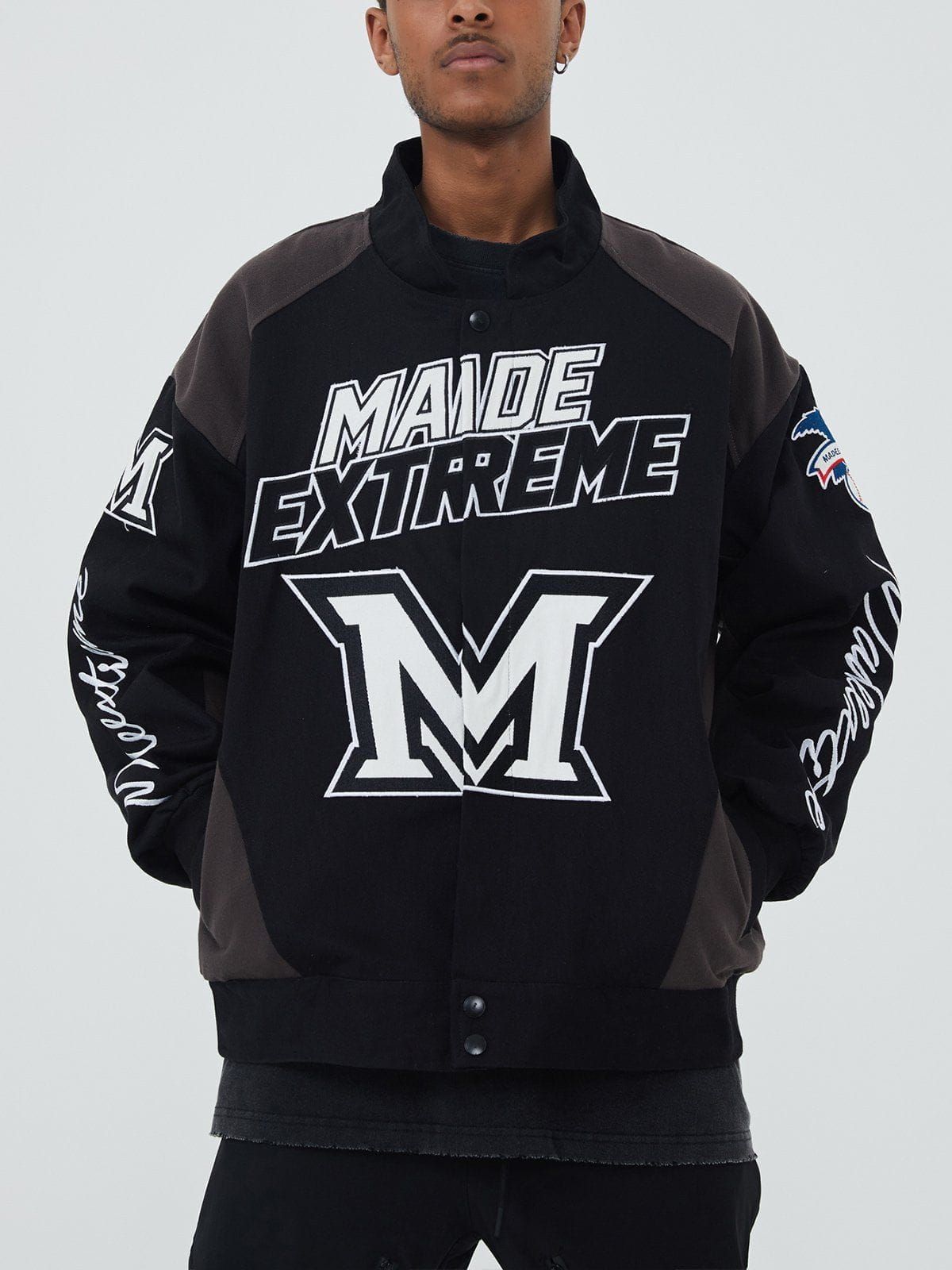 Aelfric Eden Letter Embroidery Contrast Jacket sold by Aelfric Eden product image thumbnail 3