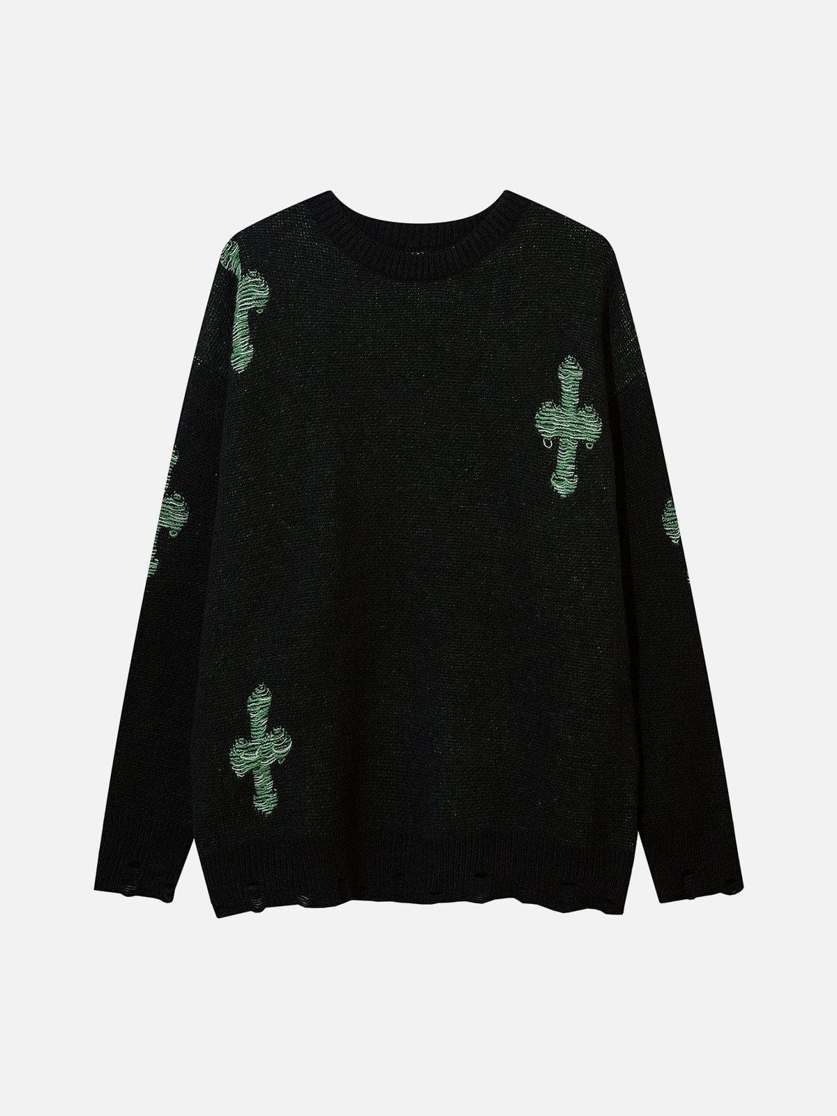 Aelfric Eden Cross Contrast Jacquard Sweater sold by Aelfric Eden