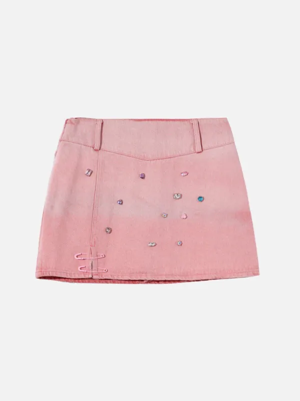 Rhinestone Application Denim Skirt sold by Aelfric Eden