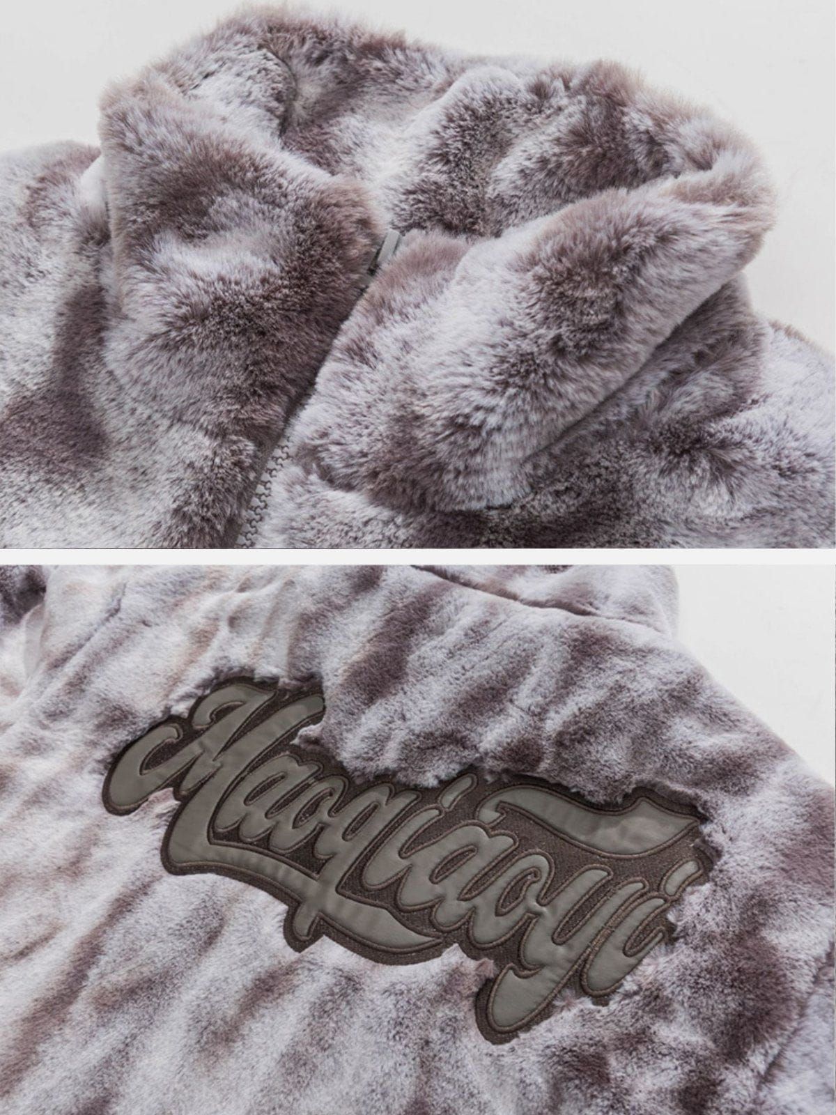 Aelfric Eden Tie Dye Gradient Embroidered Plush Stand Collar Winter Coat sold by Aelfric Eden product image thumbnail 5