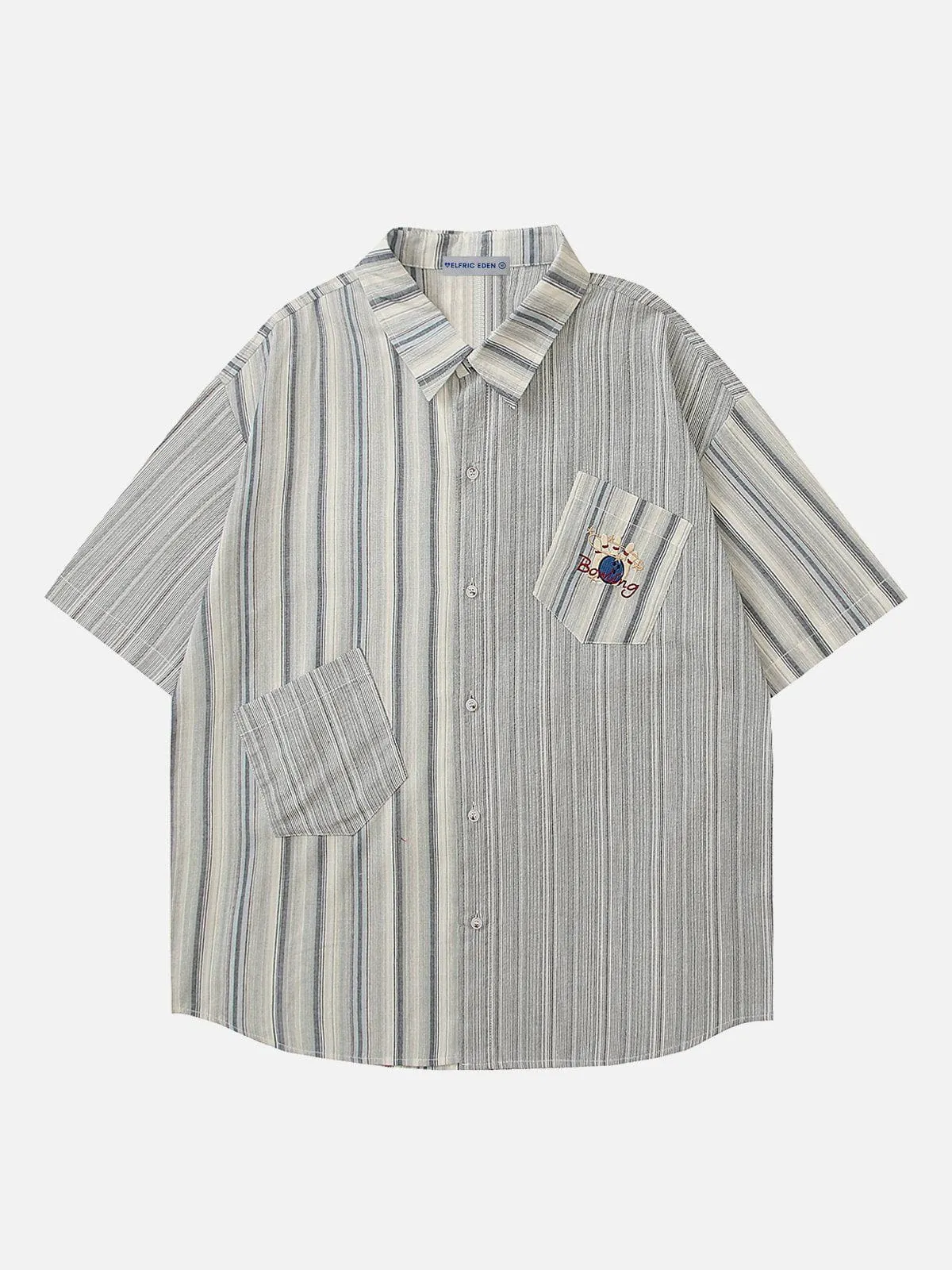 Aelfric Eden Stripe Patchwork Short Sleeve Shirt sold by Aelfric Eden product image thumbnail 2