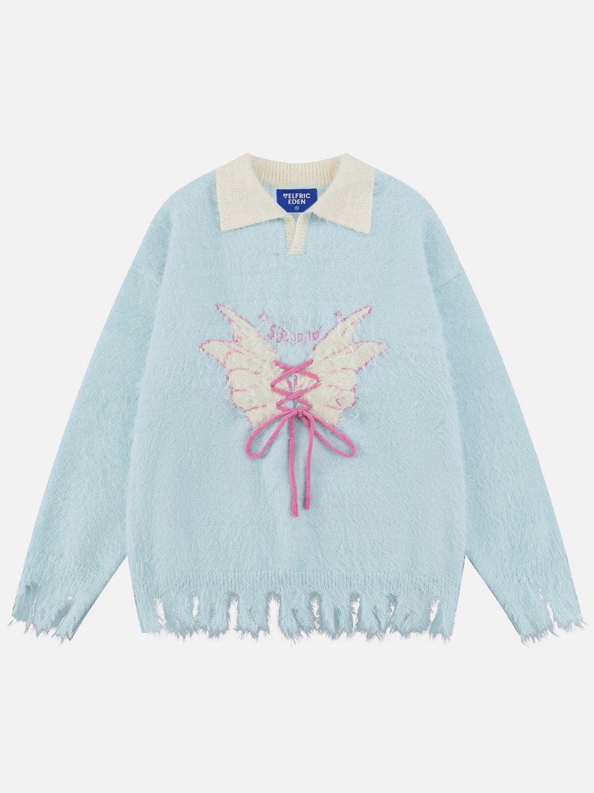 Aelfric Eden Butterfly Pattern Lapel Sweater sold by Aelfric Eden