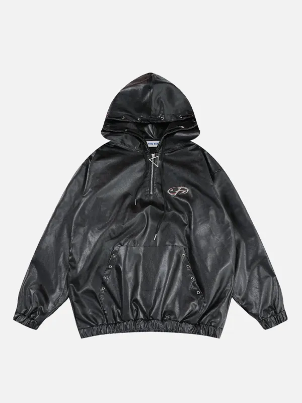 Aelfric Eden Solid Drawstring PU Hoodie sold by Aelfric Eden