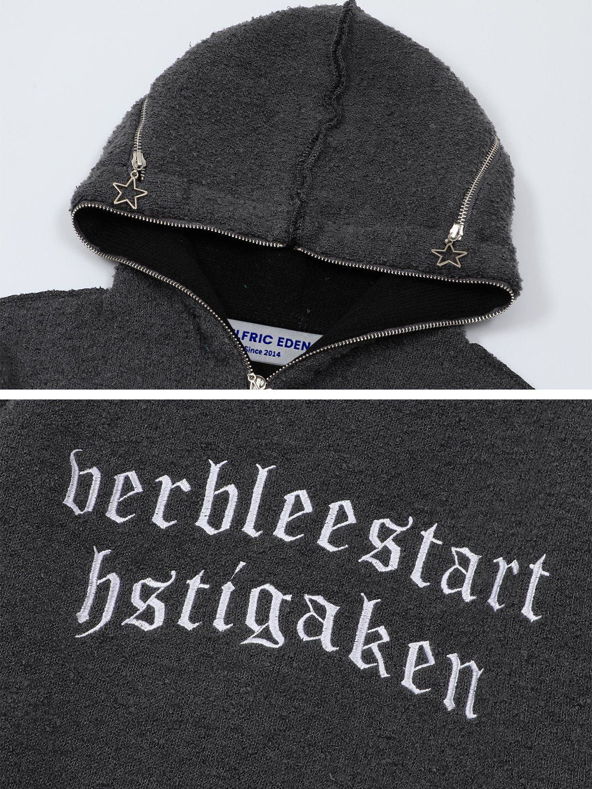 Aelfric Eden Gothic Letters Embroidery Knit Hoodie sold by Aelfric Eden product image thumbnail 5