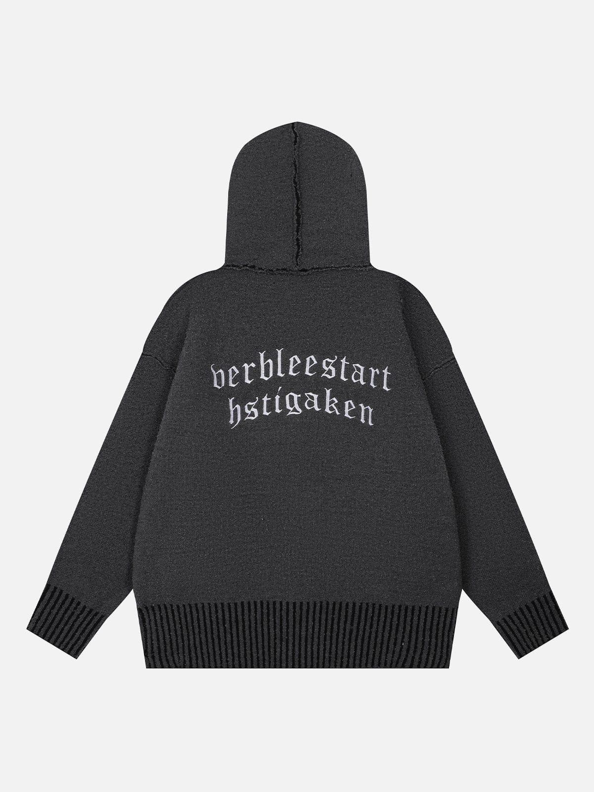 Aelfric Eden Gothic Letters Embroidery Knit Hoodie sold by Aelfric Eden product image thumbnail 4
