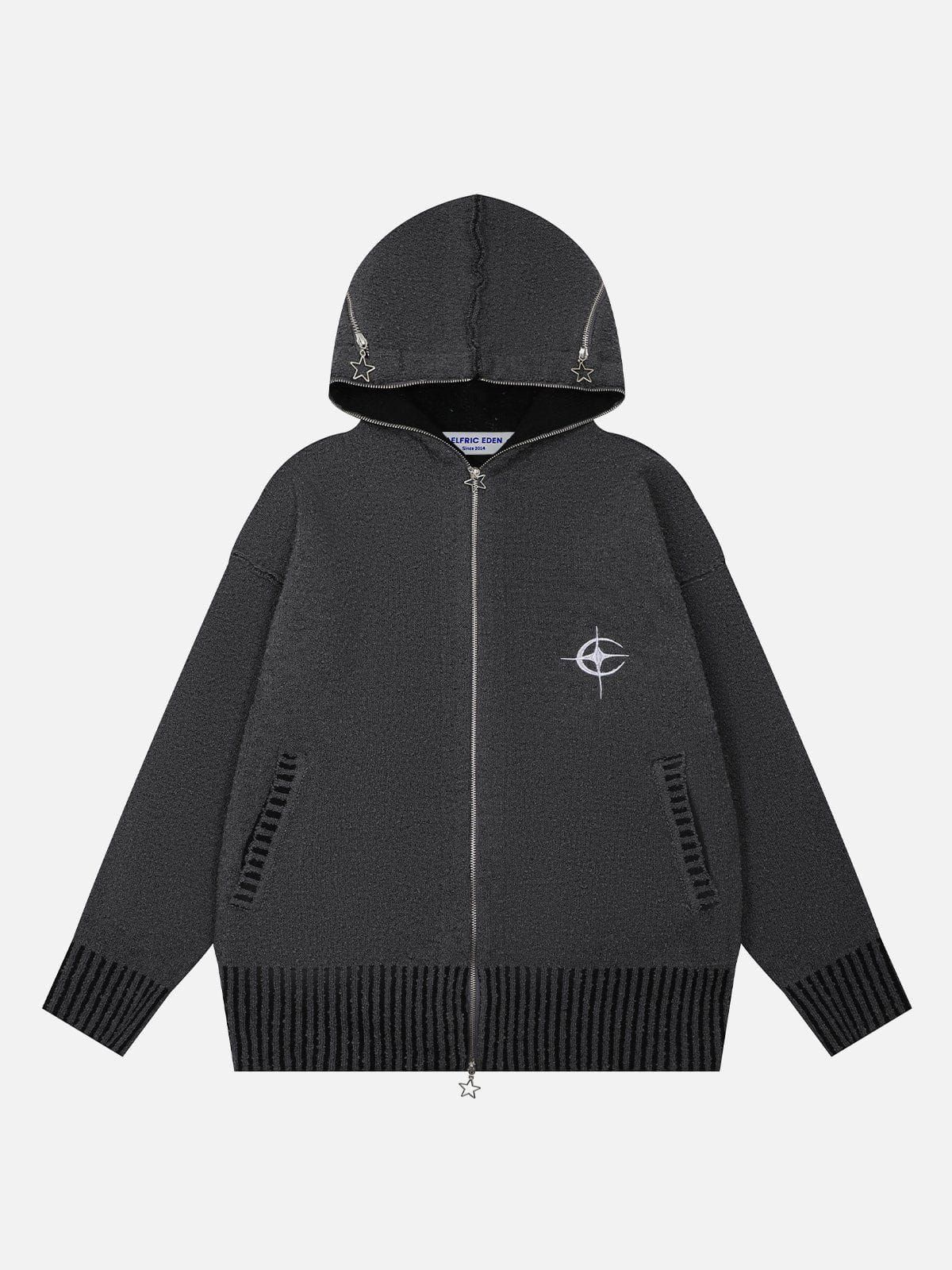 Aelfric Eden Gothic Letters Embroidery Knit Hoodie sold by Aelfric Eden product image thumbnail 3