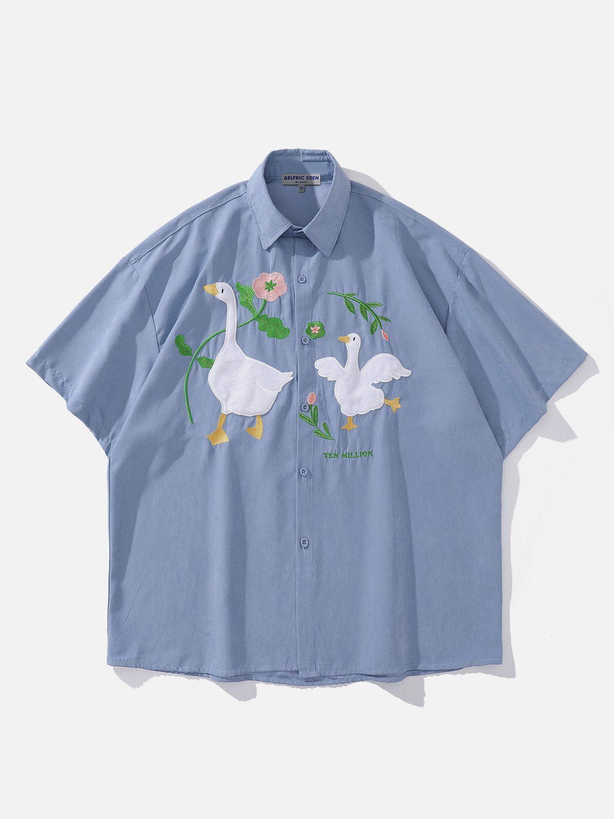 Embroidery Goose Short Sleeve Shirts sold by Aelfric Eden