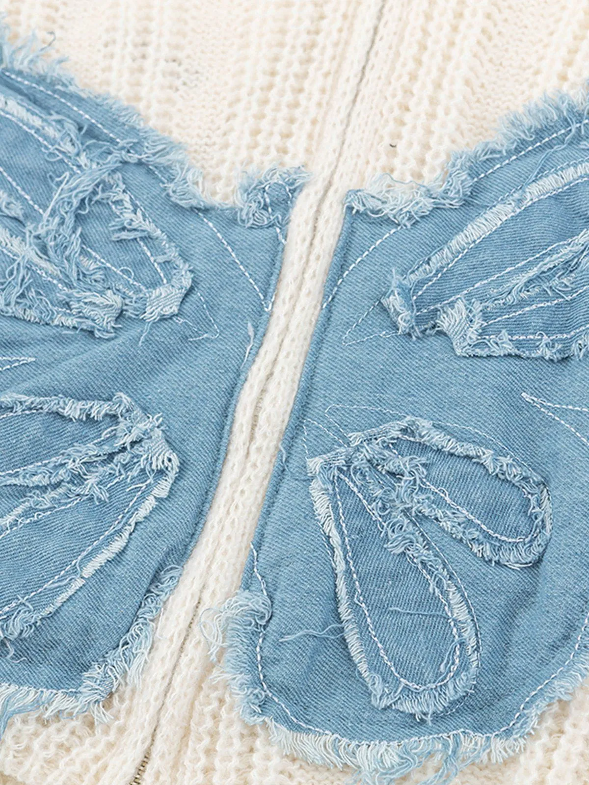 Denim Butterfly Knit Hoodie sold by Aelfric Eden product image thumbnail 4