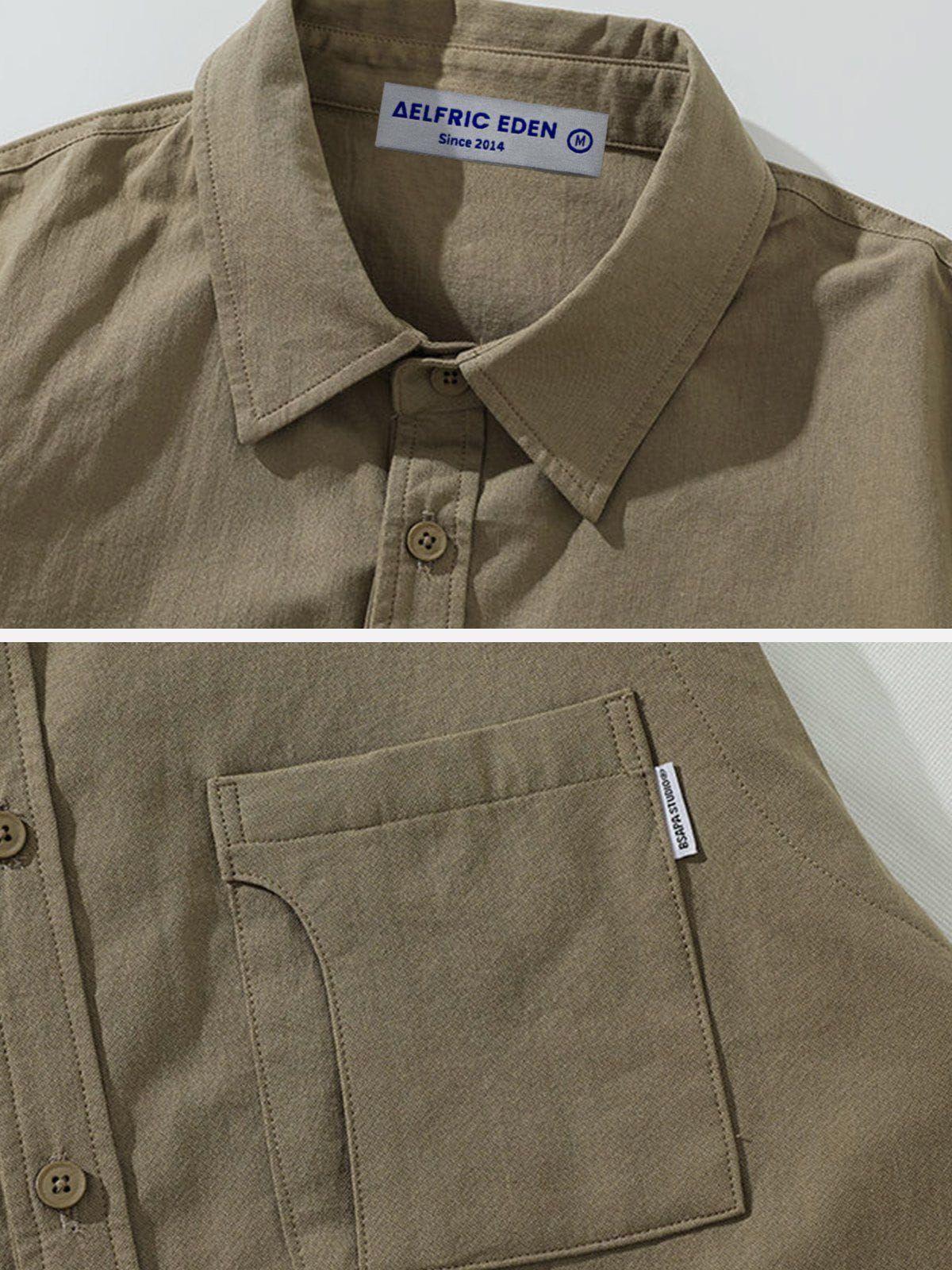 Aelfric Eden Waffle Patchwork Short Sleeve Shirt sold by Aelfric Eden product image thumbnail 3