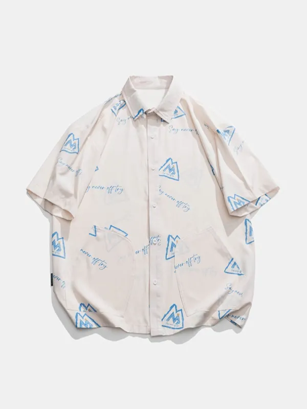 Aelfric Eden Stick Figure Mountain Print Short Sleeve Shirts sold by Aelfric Eden