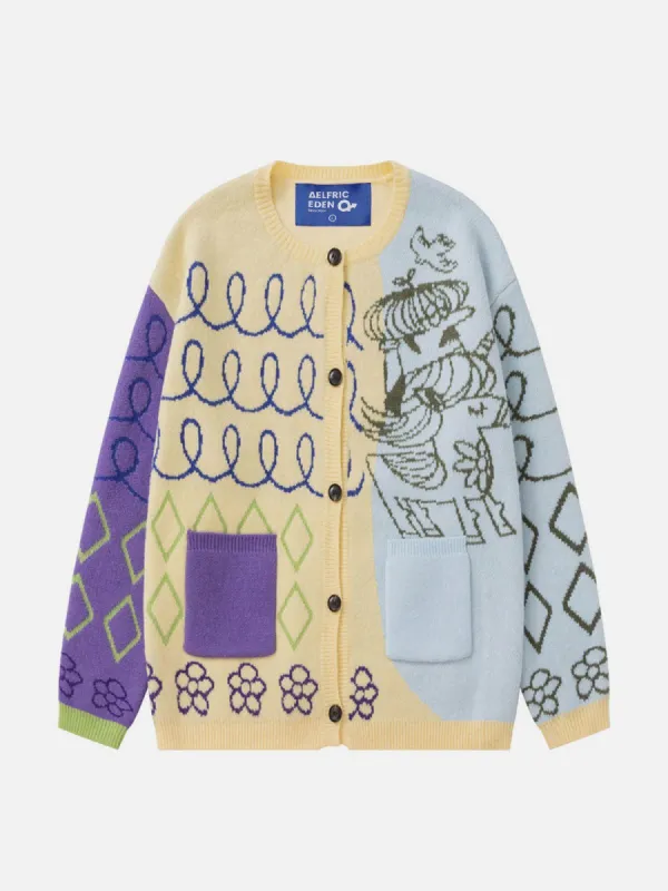 Aelfric Eden Color Blocking Graffiti Cardigan sold by Aelfric Eden
