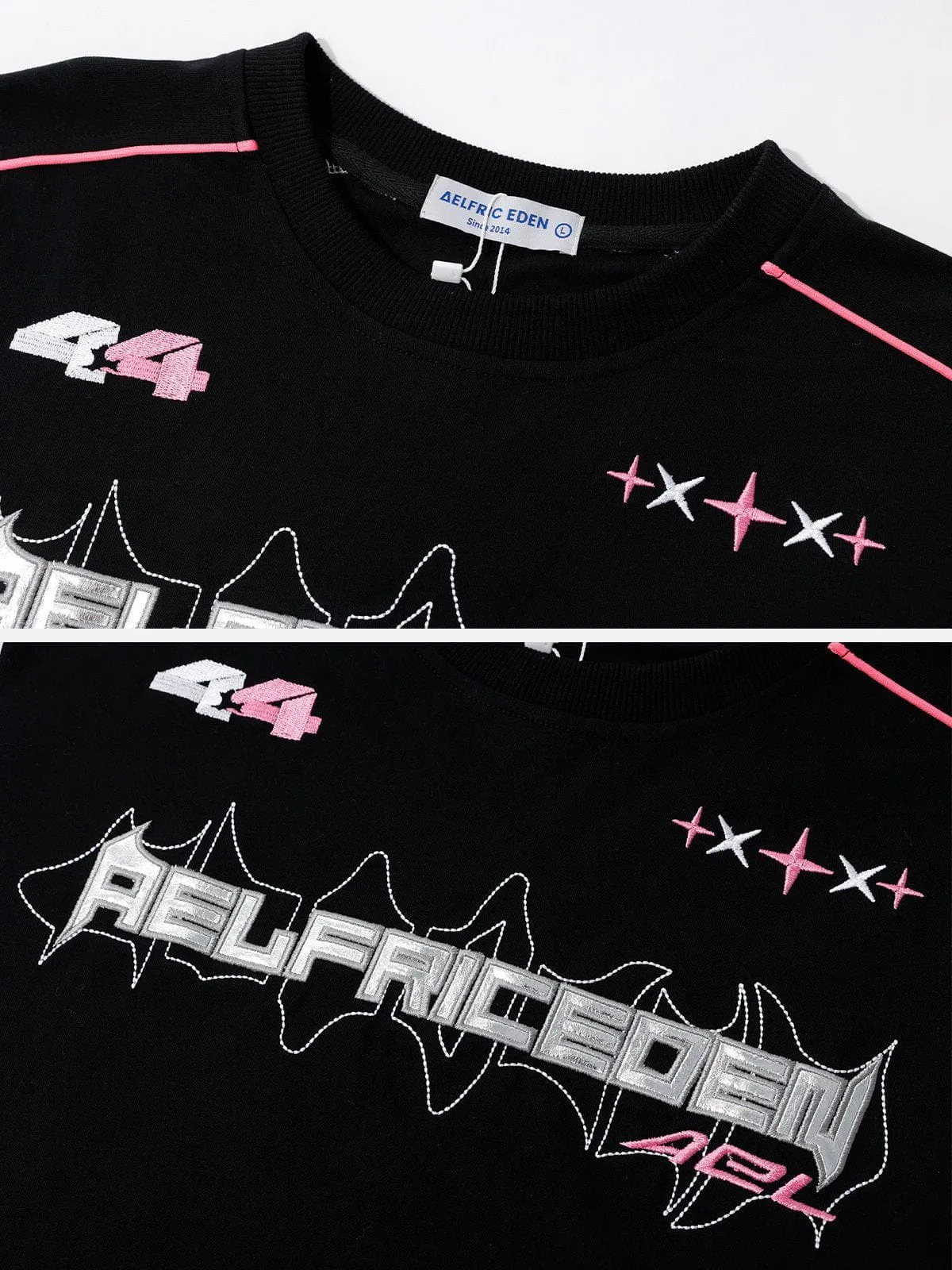 Aelfric Eden Patchwork Letter Embroidery Sweatshirt sold by Aelfric Eden product image thumbnail 5