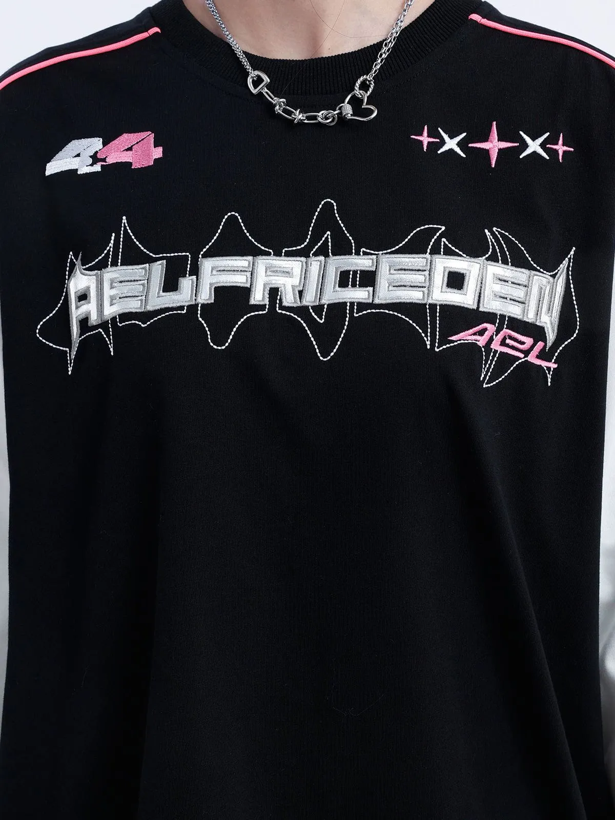 Aelfric Eden Patchwork Letter Embroidery Sweatshirt sold by Aelfric Eden product image thumbnail 4