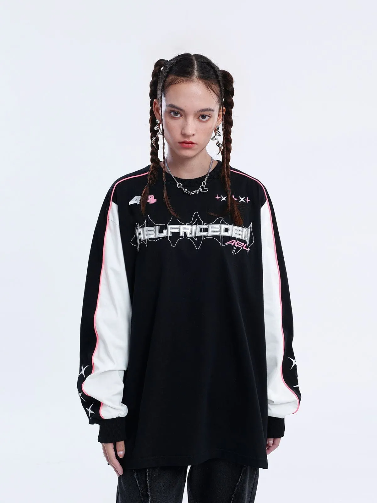 Aelfric Eden Patchwork Letter Embroidery Sweatshirt sold by Aelfric Eden