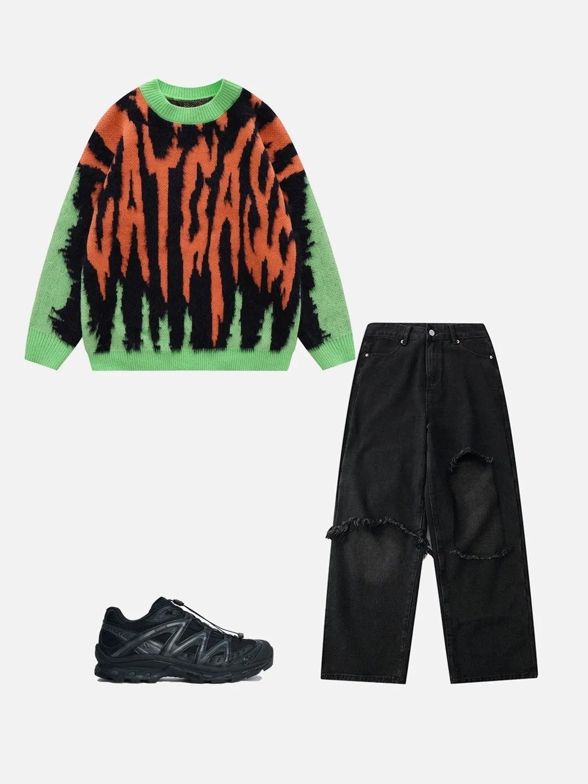 Aelfric Eden "CATCASE“ Print Contrast Plush Streetwear Sweater sold by Aelfric Eden product image thumbnail 5