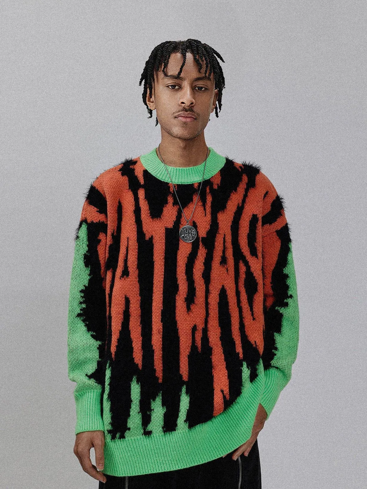 Aelfric Eden "CATCASE“ Print Contrast Plush Streetwear Sweater sold by Aelfric Eden product image thumbnail 2