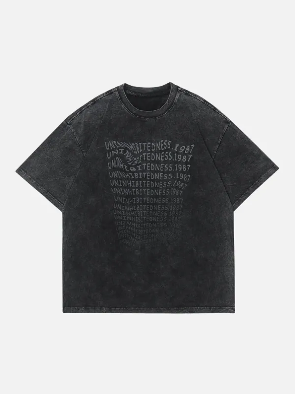 Aelfric Eden Washed Distressed Gradient Letter Print Tee sold by Aelfric Eden