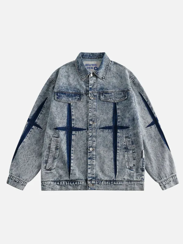 Aelfric Eden Embroidery Cross Washed Denim Jacket sold by Aelfric Eden