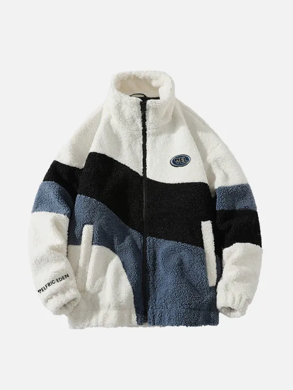 Aelfric Eden Patchwork Color Block Sherpa Coat sold by Aelfric Eden