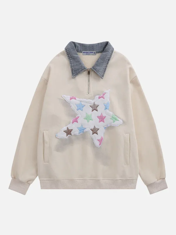 Aelfric Eden Applique Embroidery Star Sweatshirt sold by Aelfric Eden