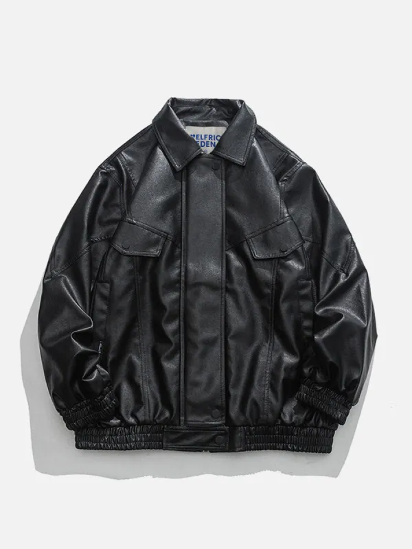 Aelfric Eden Solid Color Faux Leather Jacket sold by Aelfric Eden