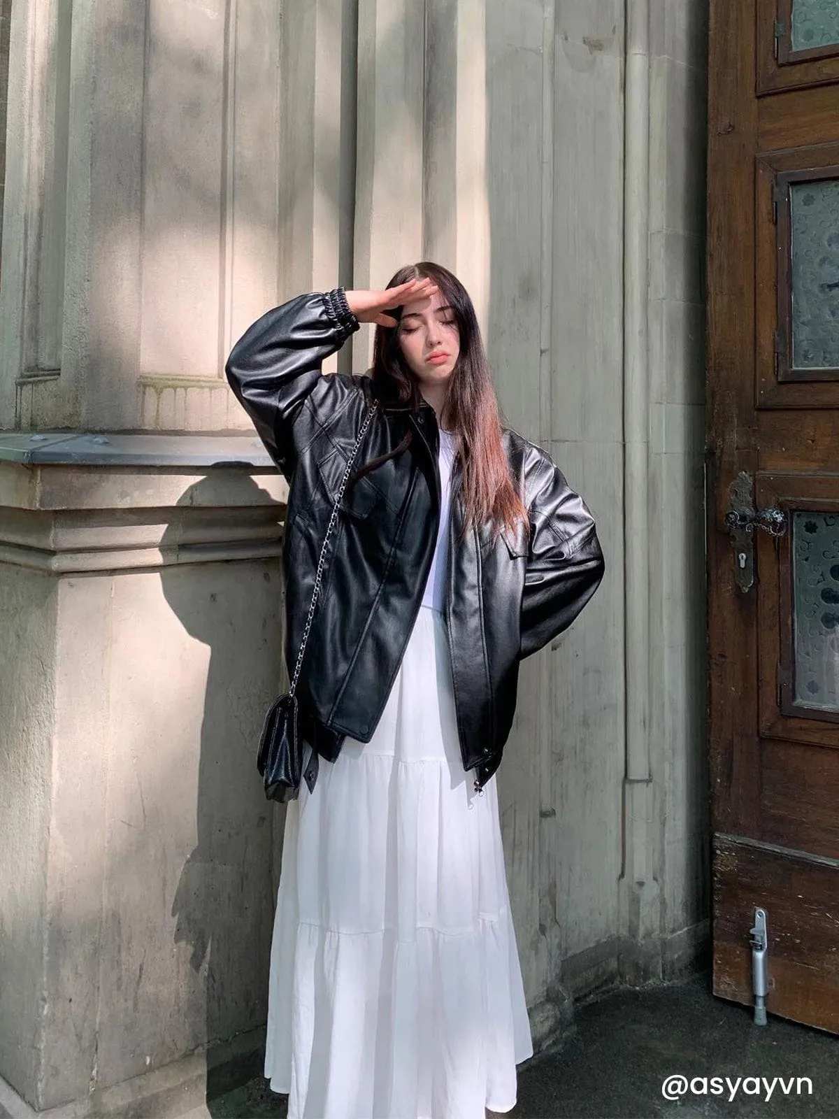 Aelfric Eden Solid Color Faux Leather Jacket sold by Aelfric Eden product image thumbnail 2