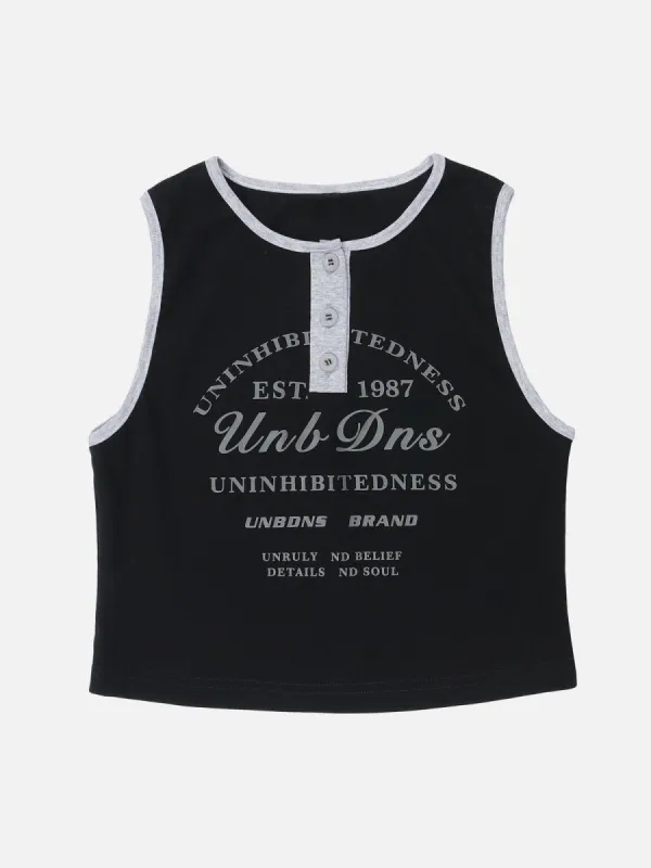 Letter Print Color Contrast Tank Top sold by Aelfric Eden