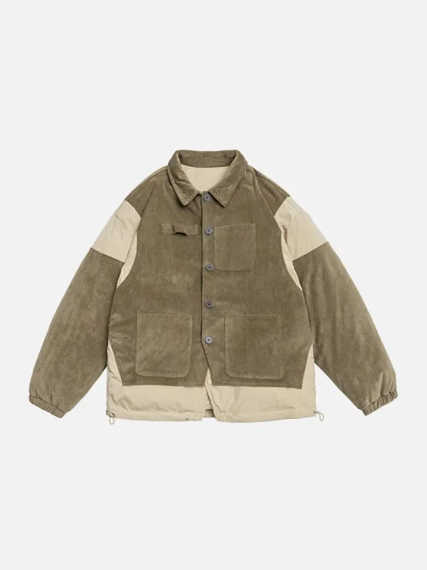 Aelfric Eden Fake Two Piece Corduroy Patchwork Winter Coat sold by Aelfric Eden