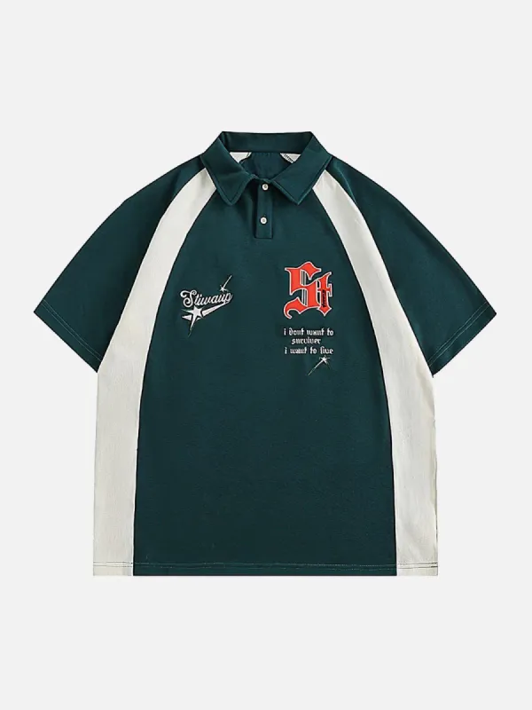 Aelfric Eden Patchwork Embroidery Polo Tee sold by Aelfric Eden
