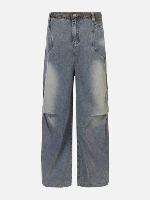 Aelfric Eden Patchwork Waist Wrinkle Loose Jeans sold by Aelfric Eden
