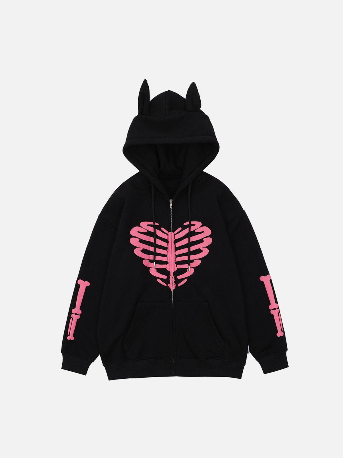 Aelfric Eden Heart-shaped Skeleton Print Hoodie sold by Aelfric Eden