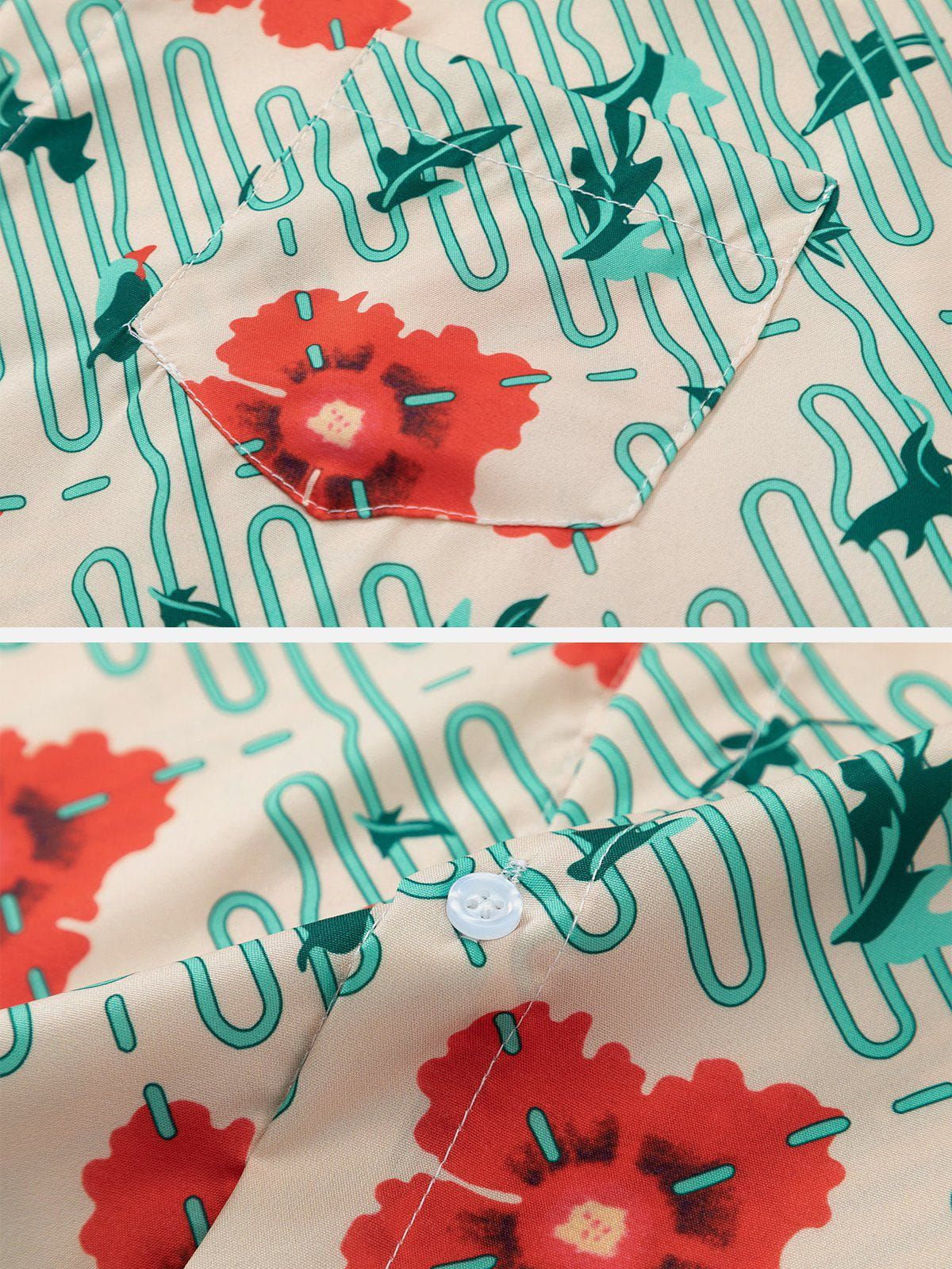 The Vitality Of Spring Flower Element Print Short Sleeve Shirts sold by Aelfric Eden product image thumbnail 4