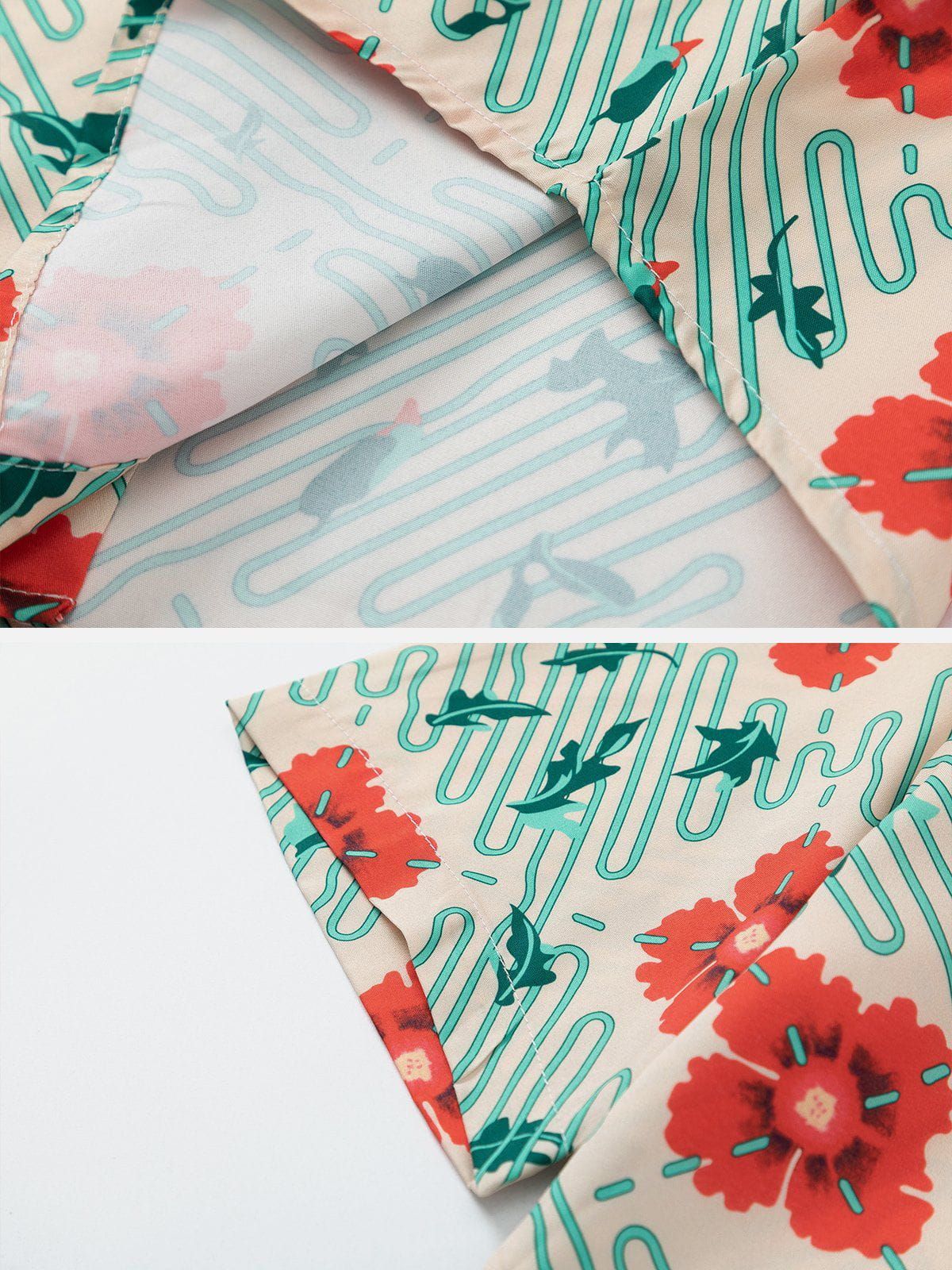 The Vitality Of Spring Flower Element Print Short Sleeve Shirts sold by Aelfric Eden product image thumbnail 3