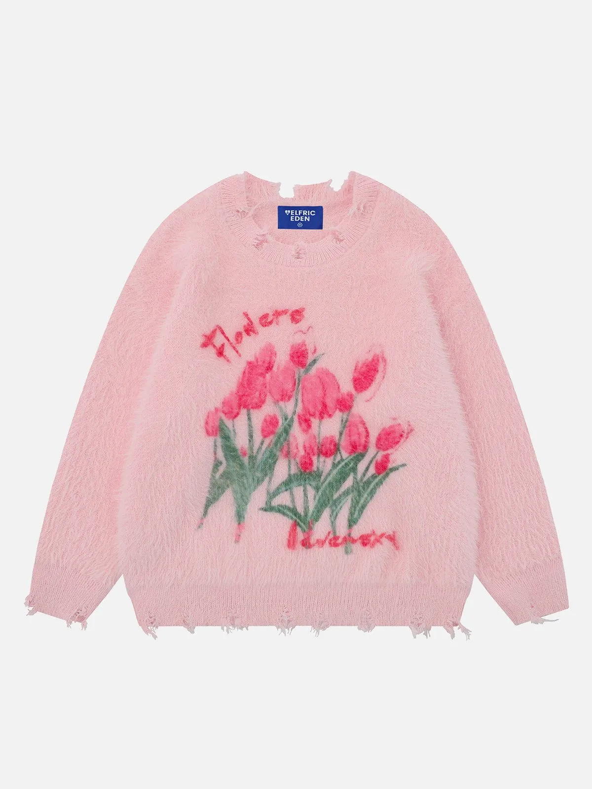 Aelfric Eden Distressed Flower Fuzzy Sweater sold by Aelfric Eden