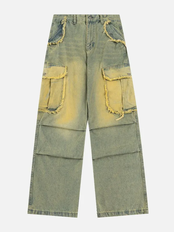 Aelfric Eden Multi Pocket Fringe Washed Jeans sold by Aelfric Eden