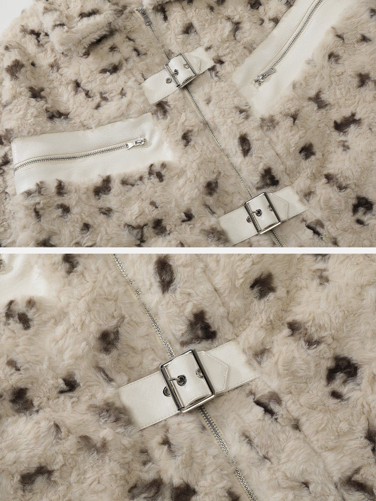 Aelfric Eden Buckle Leopard Print Sherpa Coat sold by Aelfric Eden product image thumbnail 4