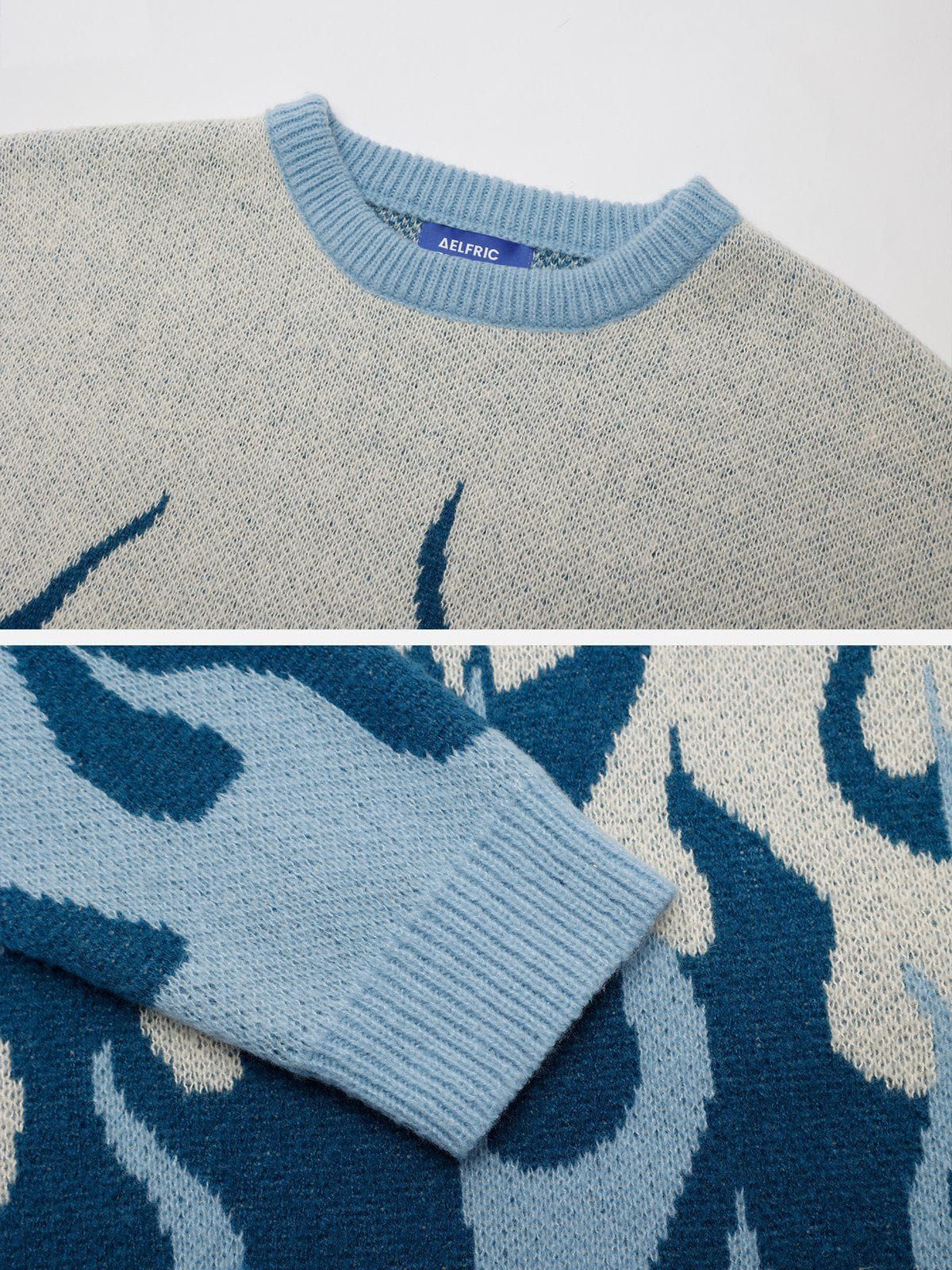 Aelfric Eden Color Blocking Flame Design Sweater sold by Aelfric Eden product image thumbnail 4