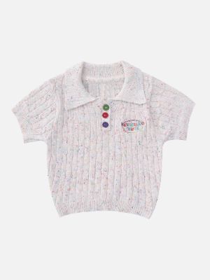 Colorful Embroidered Letters Knit Tee sold by Aelfric Eden