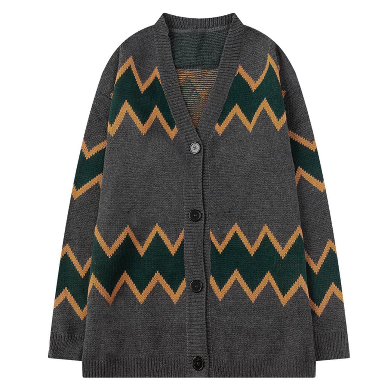 Aelfric Eden Striped Stitching Print Buttoned Sweater sold by Aelfric Eden product image thumbnail 3