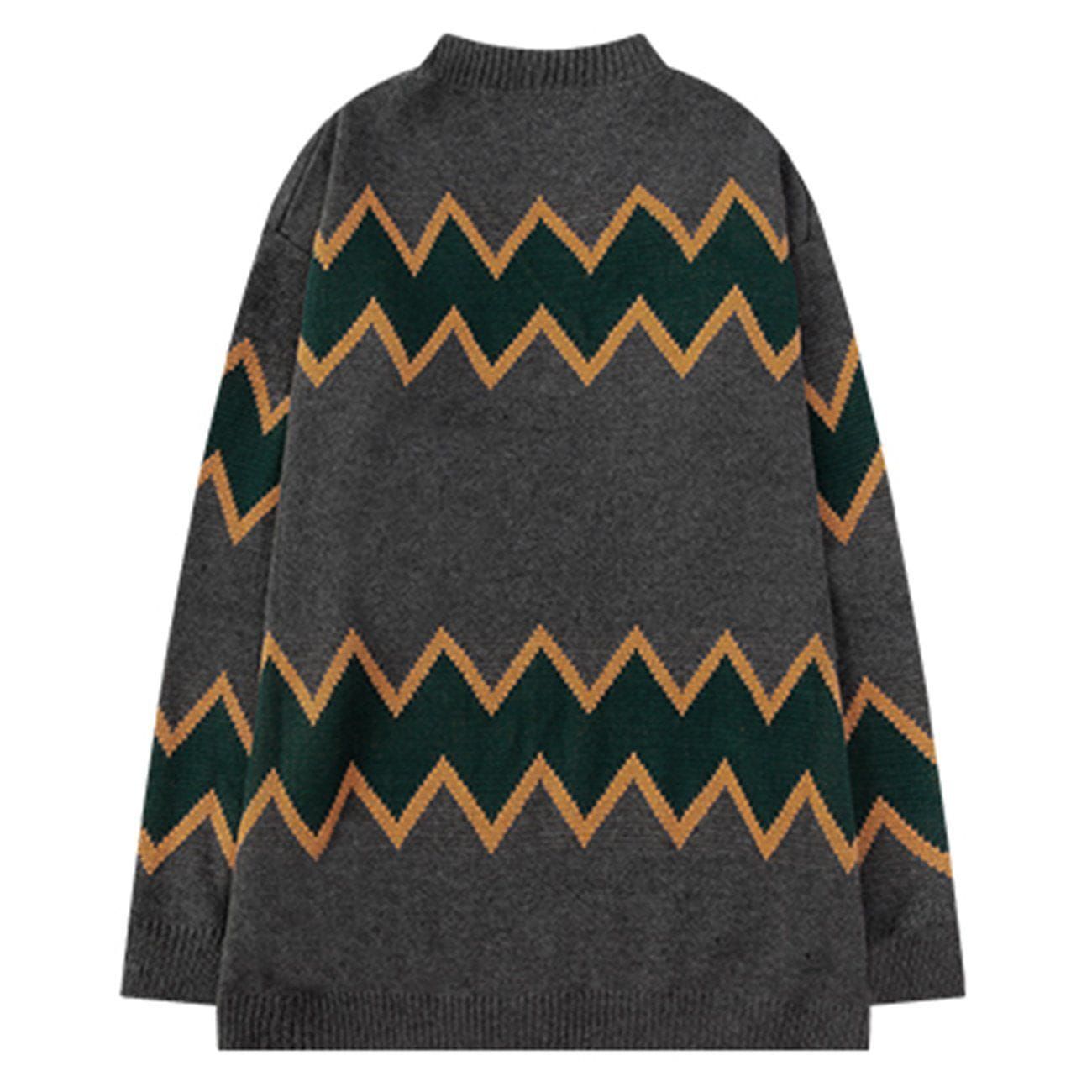 Aelfric Eden Striped Stitching Print Buttoned Sweater sold by Aelfric Eden product image thumbnail 4