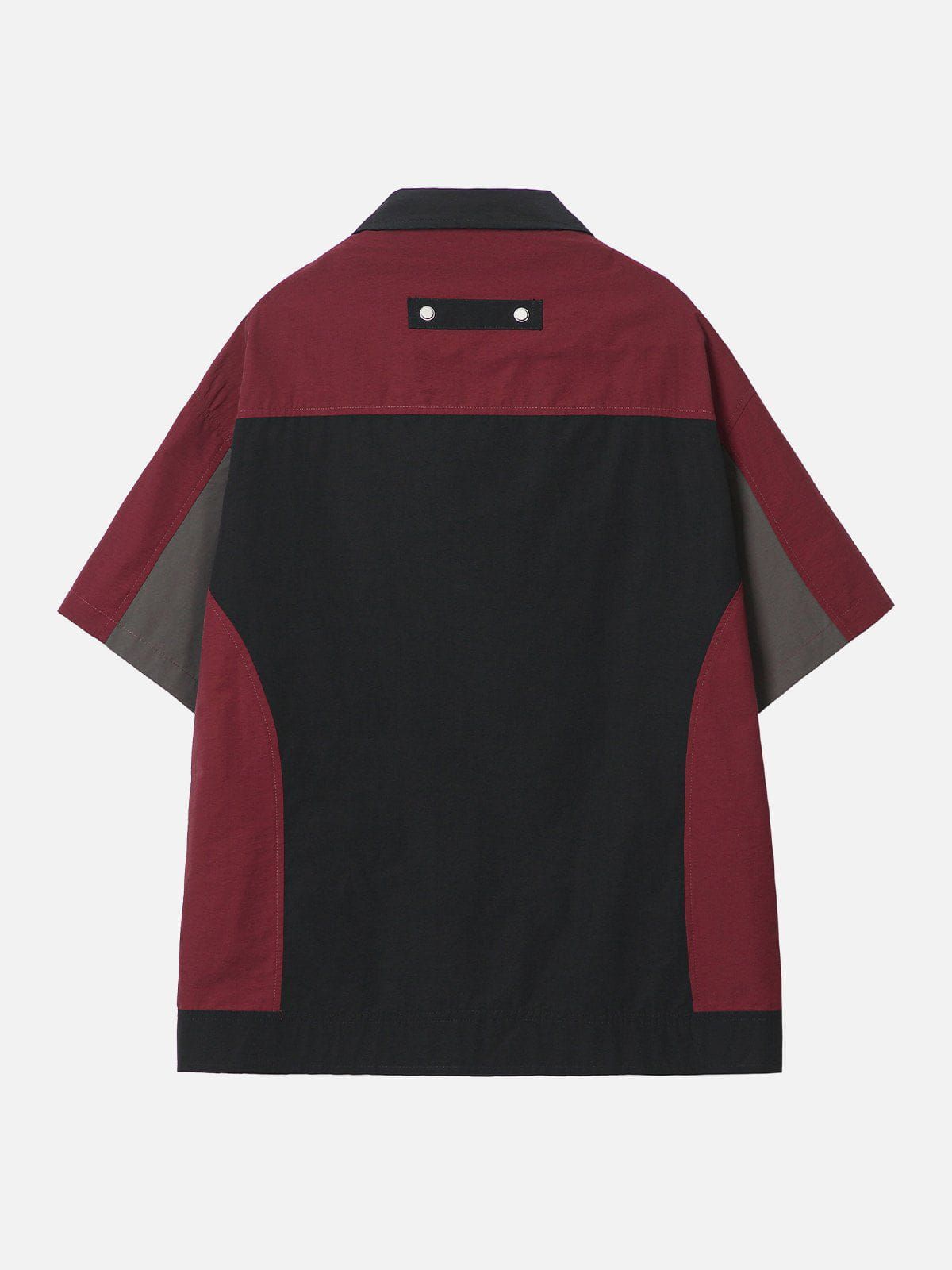Functional Contrast Zipper Pockets Short Sleeve Shirts sold by Aelfric Eden product image thumbnail 4