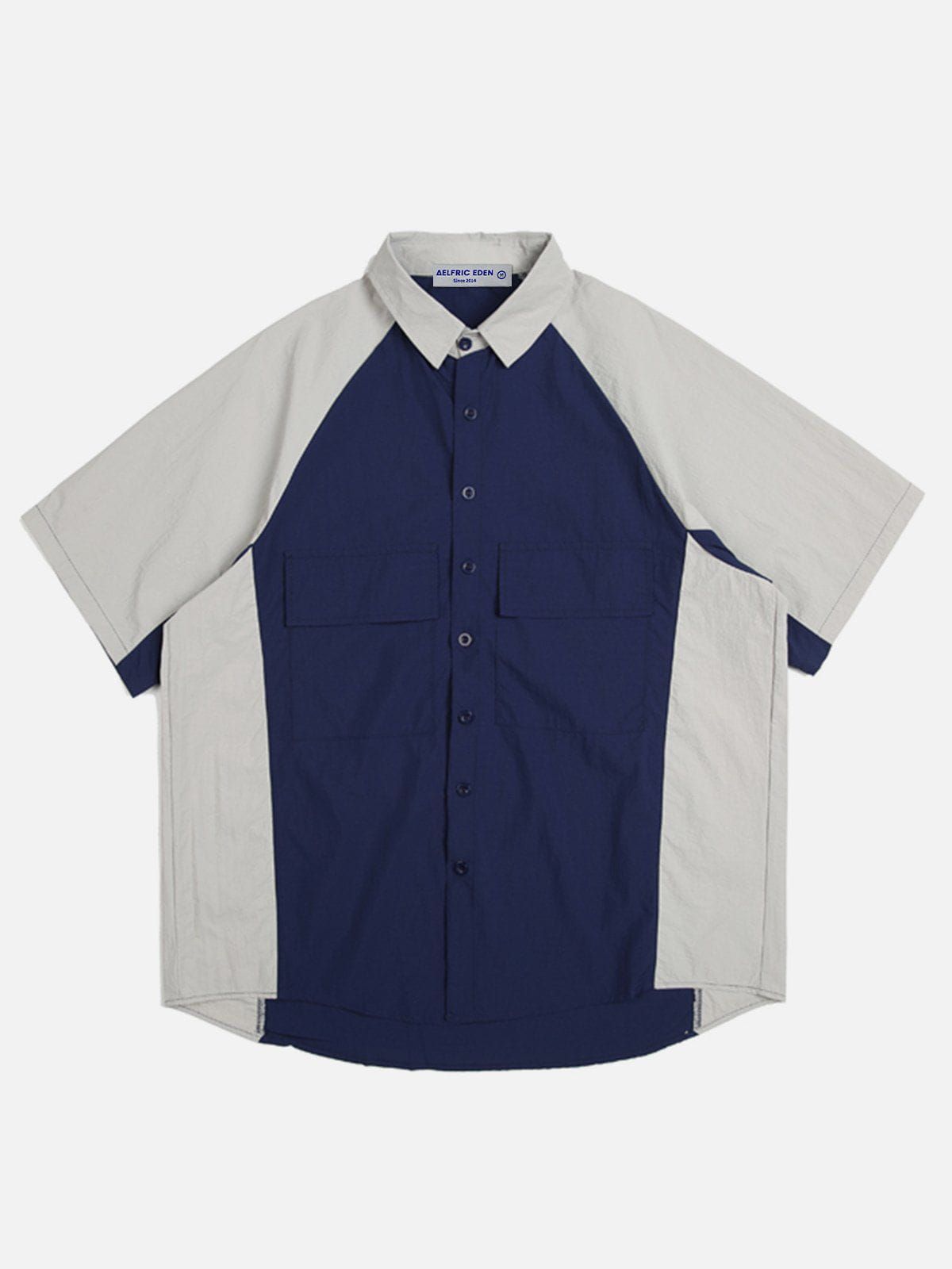 Aelfric Eden Patchwork Color Blocking Short Sleeve Shirts sold by Aelfric Eden